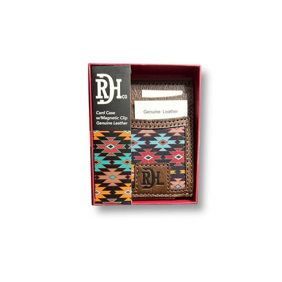 Red Dirt Hat Co Brown Magnetic Money Clip Card Holder Genuine Leather Aztec NIB - Picture 6 of 6